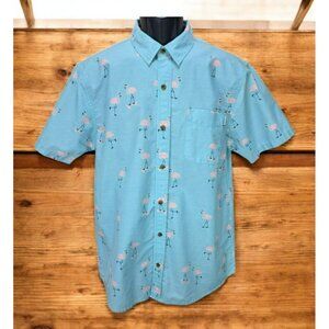 Party Pants Mens Flamingo Print Cabana Shirt Medium